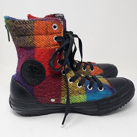 Converse X Woolrich Plaid High Top Sneakers Women 6.5 Multicolor Wool Chuck - Picture 9 of 15